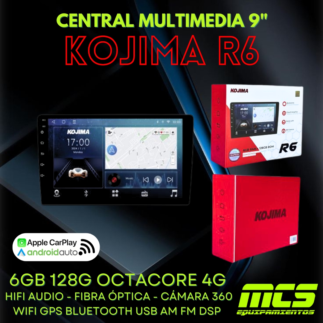Central multimedia KOJIMA R6 6BG 128GB pantalla 9