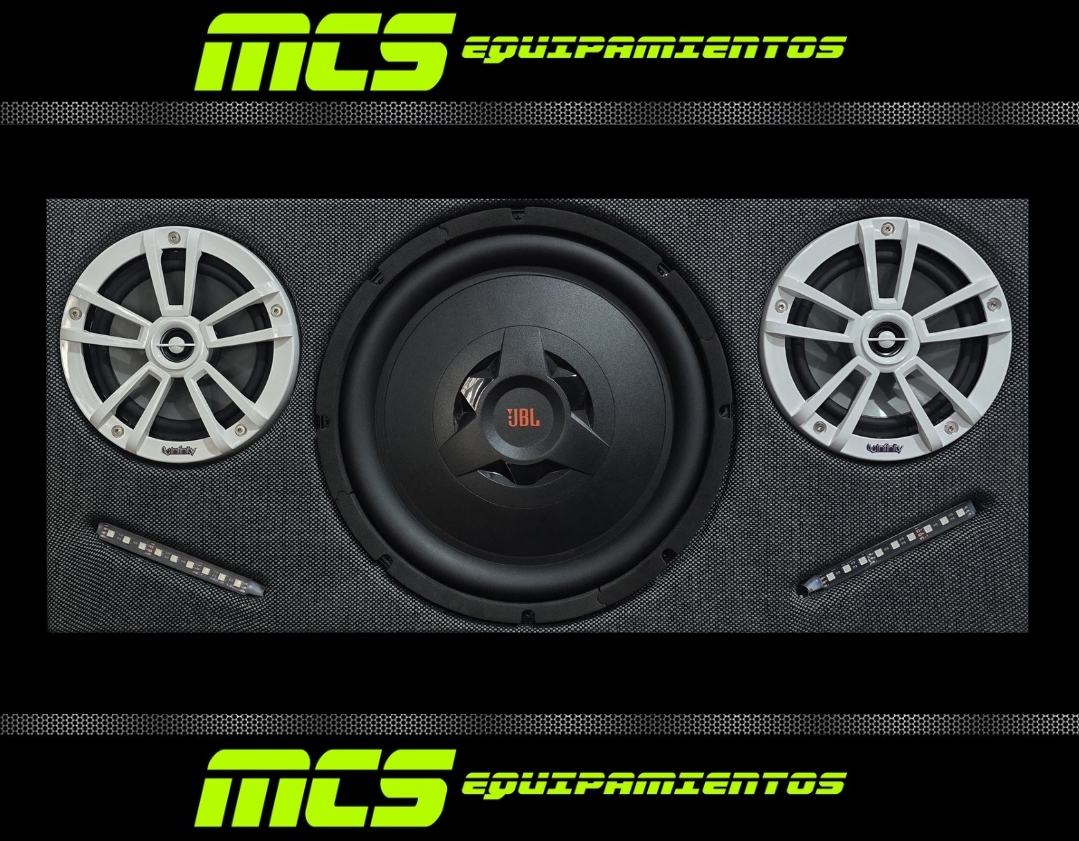 Equipo amplificado con subwoofer JBL y parlantes INFINITY + iluminación LED multicol