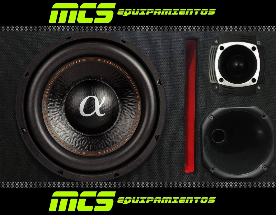 Caja trio con subwoofer ALPHASONIK ASW12D 12" 400RMS / Booster 